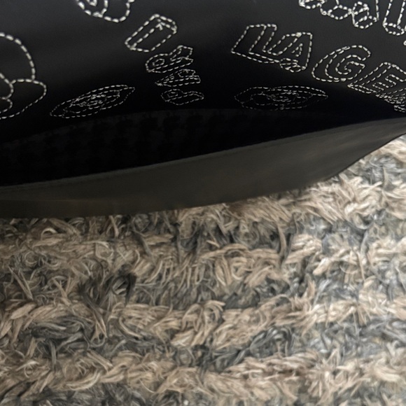 Karl Lagerfeld Luxury Black Floral Shoulder Bag with Gold Hardware - Picture 8 of 14